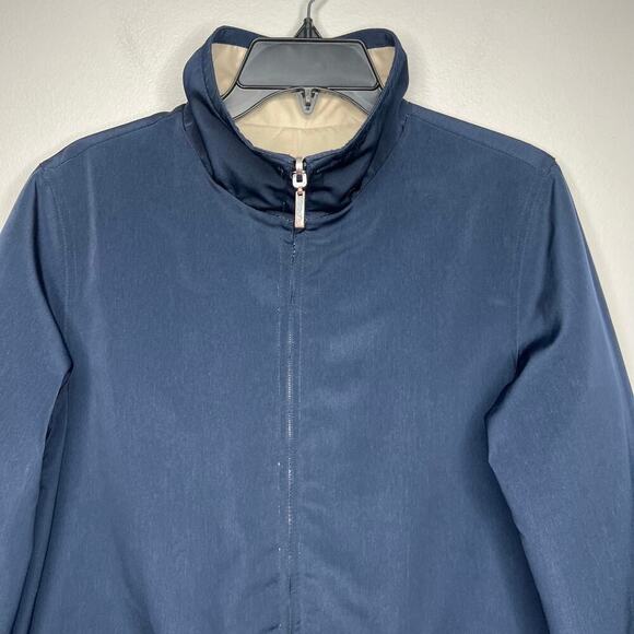 Big Chill Women's Reversible Trench Jacket Navy Cream Sz 8 Spring Coat Full Zip - Picture 3 of 14